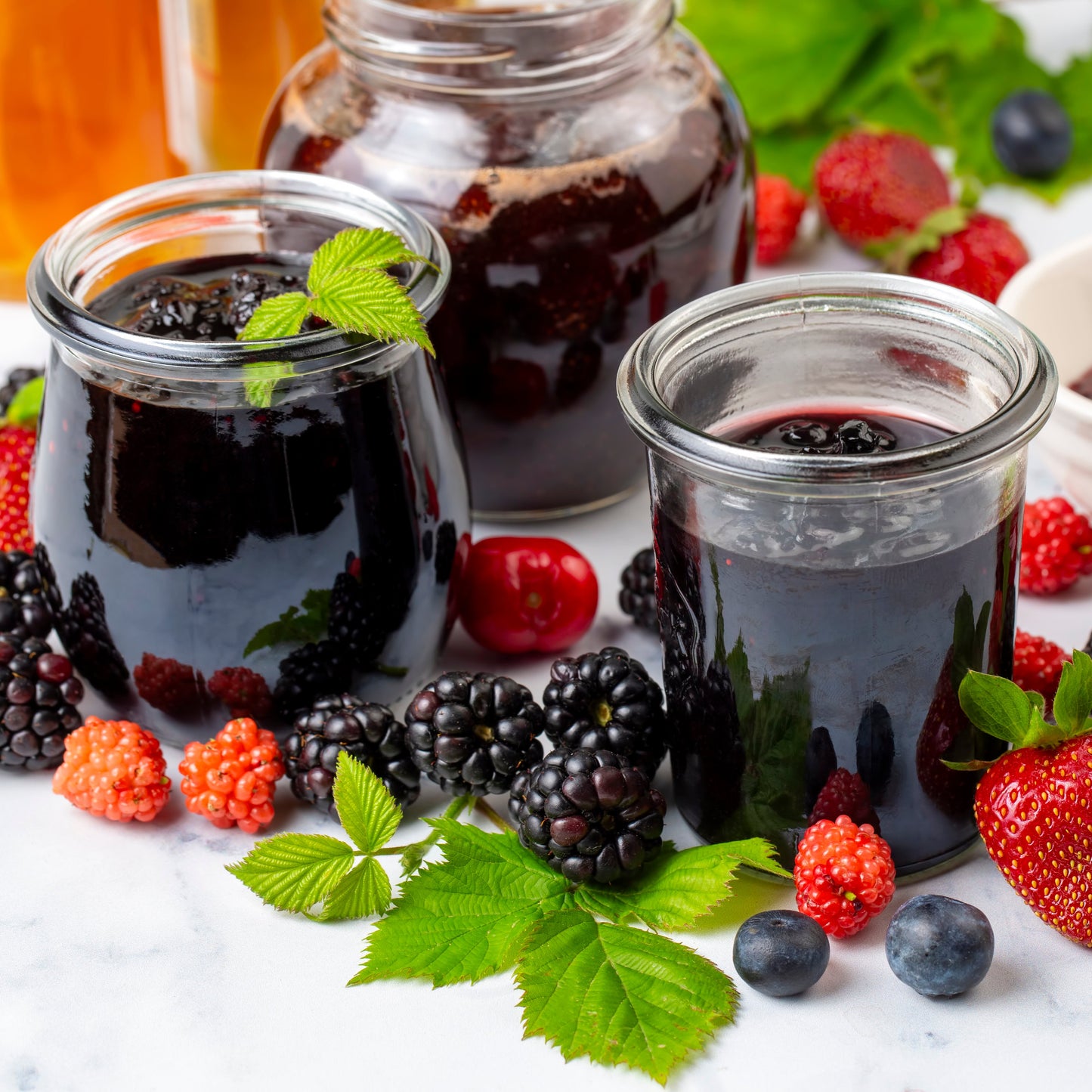 Jars of berry jam