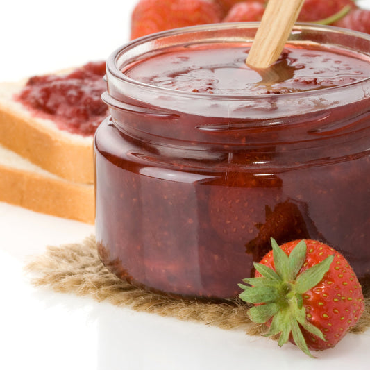 Jar of strawberry jam
